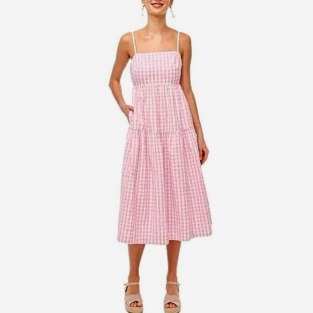 J crew pink gingham sundress preppy coquette beach